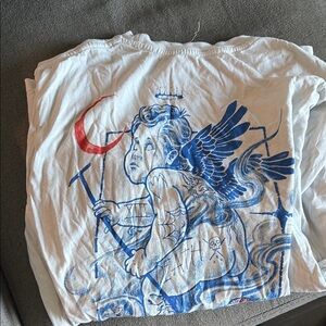 White Long Sleeve Shirt with Blue Angel Graphic